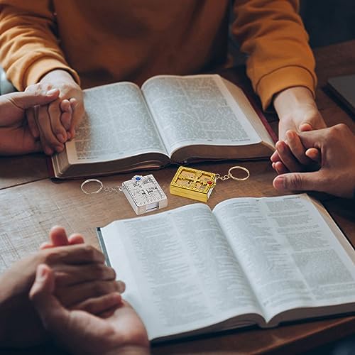 WEBEEDY Mini chaveiro bíblico pingente bíblico livro chaveiro porta-chaves para batismo, igreja, com