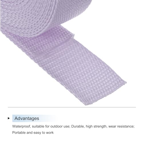Image of MECCANIXITY Lightweight Polypropylene Webbing Strap 0.8 inch 10 Yard Backpack Strapping Band Light Purple for Outdoor Luggage Cargo Straps