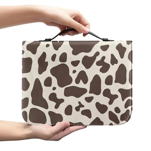 Bible Cover Case with Handle Zipper Spotted Pattern Bible Cover with Multi Pockets for Women Pu Leather Church Study Book Carrying Case
