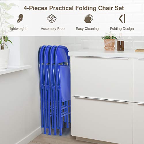 Vecelo C02-BLUE-A4 Metal Folding Chairs 7 Pack thumb #5
