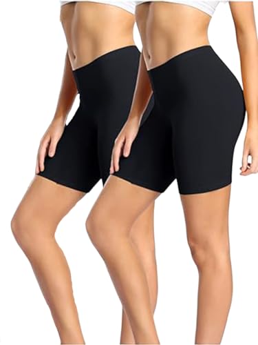 Image of Amazon Brand - Nora Nico Women's Super Combed Cotton High Coverage Elastane Stretch Mid Waist Shorties with Concealed Waistband Shorts (Gym & Yoga)