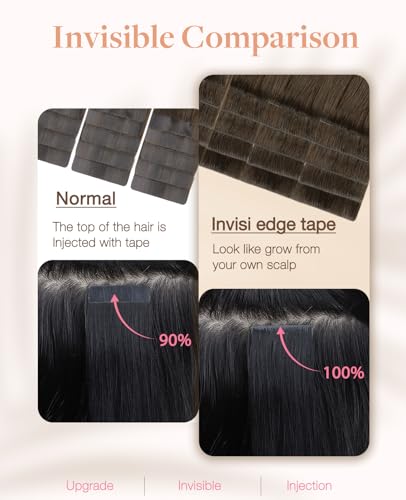 Image of GOO GOO Invisi Edge Tape in Hair Extensions Human Hair, Natural Look, 20Pcs