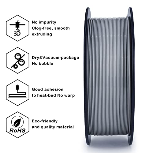Image of ZIRO PLA Filament 1.75mm,3D Printer Filament PLA PRO Basic Color Series 1.75MM Total 4KG(8.8lbs), Dimensional Accuracy + /- 0.03mm,Gray(1KG X 4 Spools Pack) | Fit for Most FDM 3D Printer, 1.75mm 1KG Spool, Dimensional Accuracy + /-0.03mm, Colorful PLA FilamenT