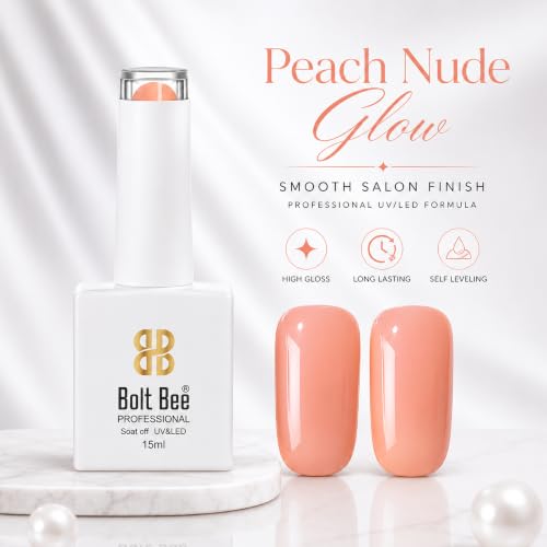 Image of BOLT BEE 15ML Gel Nail Polish 1Pc Clear Pink Glitter Nail Polish Soak Off UV LED Nail Gel Polish Nail Art Starter Manicure Salon DIY at Home, 0.5 OZ (1) (108)