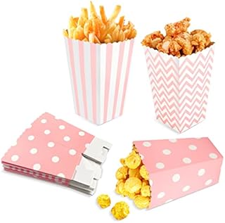 Siumir Torby na popcorn Papierowe pudełka na popcorn 24 szt. pojemniki na przekąski na imprezę, grill, teatry, dzieci