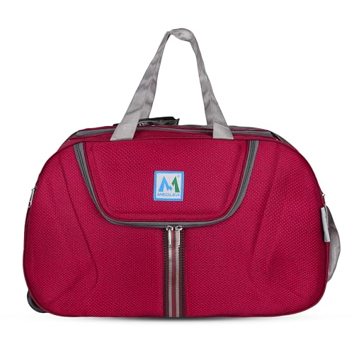 Image of M MEDLER Jerry Duffle Bag | Waterproof Strolley Duffle Bag | 2 Wheel Duffel Bag | Luggage Bag with Adjustable Strap (Red)