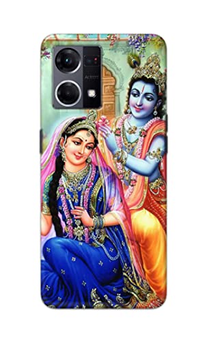 Image of Printed Hard Back Cover Case for Oppo F21 Pro 4G | Oppo F21s Pro 4G Back Cover (Radha Krishna) -1803