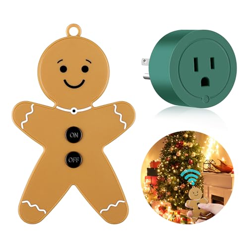Enhon Wireless Remote Switch for Christmas Tree Lights, Works Up to 82 Feet Away, Gingerbread Man...