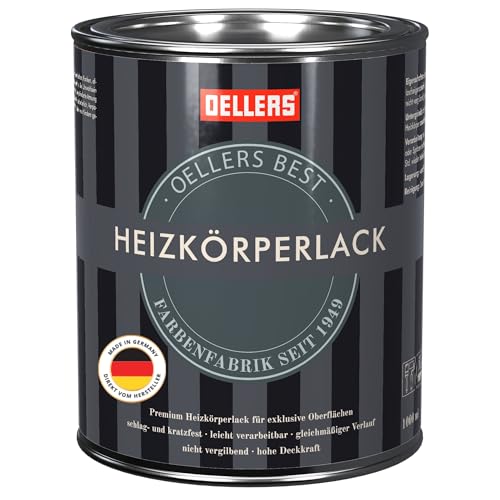 OELLERS Premium Heizkörperlack | Vergilbungsschutz | glänzend | temperaturbeständig | beste Ergebnisse für exklusive Oberflächen, 1 Liter, RAL 1015 Hellelfenbein