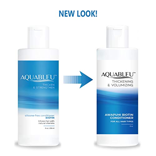 Aquableu Biotin Conditioner - For Hair Growth - Infused With Coconut, Keratin, Argan & Jojoba Oil - Awapuhi Fragrance - Sulfate & Paraben Free - For Color Treated Hair - For Men & Women 8Oz #TOP1