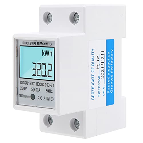 ZJchao Contatore di Energia Intelligente su Guida DIN Monofase, Monitor di Potenza Digitale Compatto con Display Retroilluminato