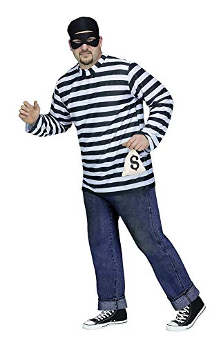 Fun World Men's Plus Size Burglar Adult Costume, Multi