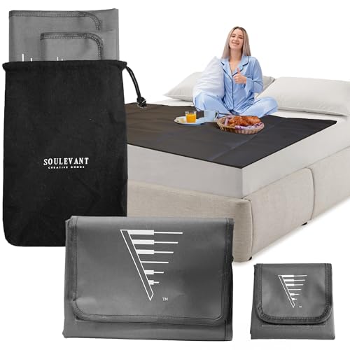 SOULEVANT Portable Waterproof Bed Protector – Placemat Set (2 Sizes) - Reusable Lay-Flat Mattress Sheet Cover for Food, Eating, Spills, Travel, Dorm, Hotel Airbnb - Washable, Reversible