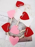Valentine Felt Banners Red Pink Heart Garland with Wood Beads for Valentine’s Day Wedding Party Decorations