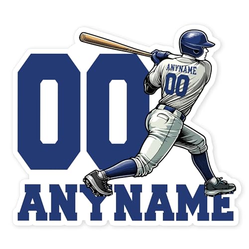 Personalized Player Baseball Sticker Custom Name & Number Multi Colors Baseball Team Waterproof Die-Cut Vinyl Sticker for Laptop Hard Hat Water Bottle Phone Decor Decal GiftsLosAngeleD