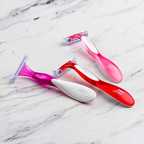 BIC Lâminas descartáveis Soleil Smooth Colors com Aloe Vera e Vitamina E lubrificante para mulheres,
