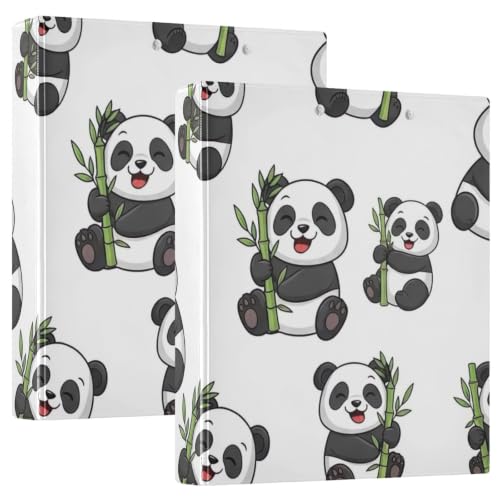 Classeur à anneaux en D 3,8 cm avec poches et motif grand classeur école université panda mignon
