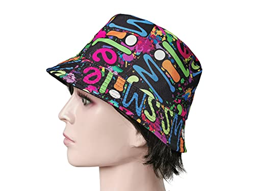 Colour Graffiti Bucket Hat For Men Women,Packable Reversible Printed Hip Hop Sun Hats, Fisherman Outdoor Summer Travel Hiking Beach Caps #TOP2