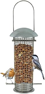 Woodside Hanging Bird Peanut Feeder, Medium Heavy Duty Aluminium with 2 Feeding Perches