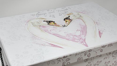Set of 3 Storage Boxes -"Always and Forever" Romantic Swans Love Heart Design Wedding/Anniversary Keepsake