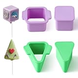 MITCHENIFY Triangle Cube Cake Pop Cutter and Pusher, 3D Printed Cake Pop Molds Shapes Press Set, Baking Molds for Home Baking, Kids Cooking, Birthday Parties, Wedding Desserts