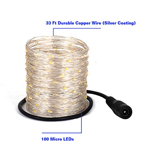 HAHOME Blinking Fairy String Lights,33Ft 100 LEDs Indoor and Outdoor Starry Lights with Power Adapter for Christmas Halloween Wedding and Party Decoration,Multicolor