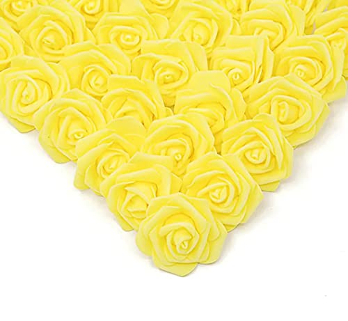 Image of VRB Dec 24 pcs Rose Artificial Flowers for Decoration,Artificial Flower,Flower for Hair Styling,Flower for Pooja, for Home Decor,Diwali. (24pcs - Yellow Big Foam Rose)