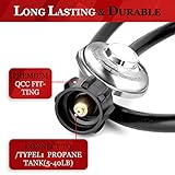 5 FT Propane Regulator and Hose Universal QCC1 Grill Replacement for Most LP Gas Grill, Patio Heater, Fire Pit and More, Low Pressure, 3/8 inch Female Flare Nut - Image 3