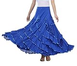 CISMARK® Elegant Long Swing Ballroom Dancing Latin Dance Big Race Skirt, Blue, One-Size