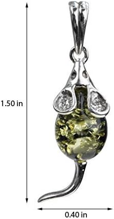 Ian and Valeri Co. Green Amber Sterling Silver Mouse Pendant - Image 3