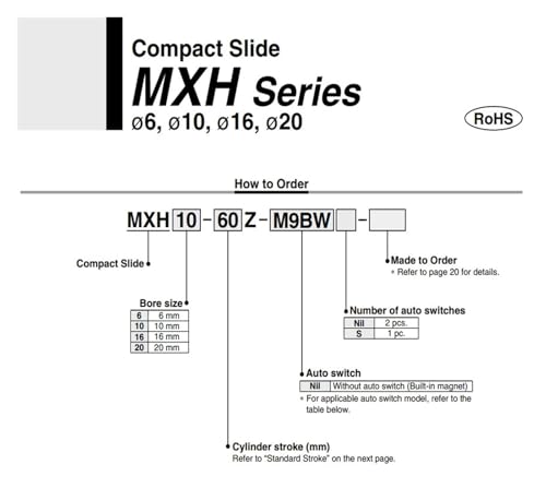 Vérin Coulissant Compact Pneumatique MXH10-50Z Double Effet