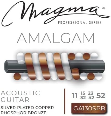 Magma - Light + Acoustic Guitar Strings - 3 Sets of 11-52 Gauge AMALGAM Phosphor Bronze & Silver Plated Copper Wound Acoustic Strings (.011" - .052") - GA130SPB
