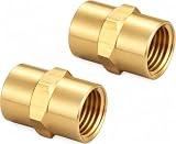 Tanya Hardware - Raccordo per tubo in ottone, 1/2" x 1/2" femmina, 2 pezzi