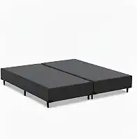 Cama Box Queen Bipartido 79, Pés de Madeira (Corino, Preto)