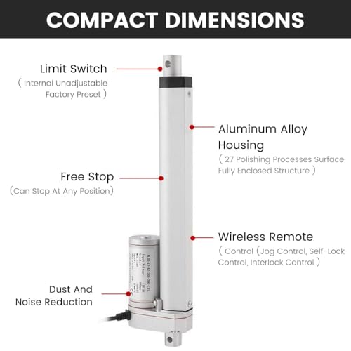 DCHOUSE 1000N 450mm Hub max Linearantrieb, DC 12V-Motor Lineartechnik-Aktuatoren für elektronische, Medizinische, Elektrische Türöffner und Automatisier ungsanwendungen