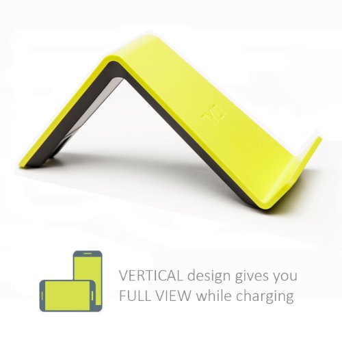 Tylt Vu Qi Wireless Phone Charging Pad (Yellow, 3 Coil) Tilted Stand & Fast Battery Charger Station For Compatible Iphone, Samsung, Google, Android & Qi-Enabled Cell Phones #TOP1