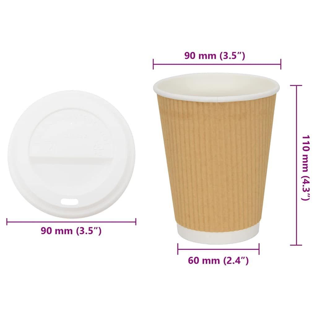 vidaXL Papierowe kubki z pokrywkami, 1000 szt., 12oz, 300ml