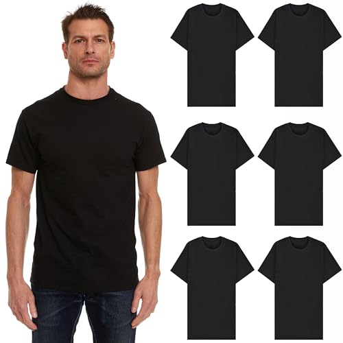 6-Pack Men's T-Shirts Eversoft Cotton Short Sleeve Crew Neck,Black