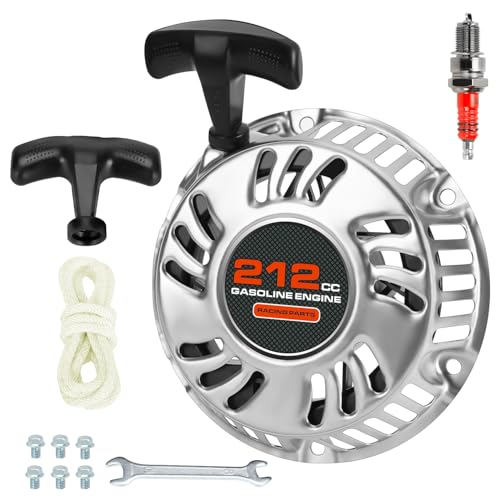 Image of Mini Bike Pull Start Assembly Recoil Starter Compatible with Predator 212cc 196cc Coleman CT200U CT200U-EX BT200X KT196 Go Kart GX160 6.5HP OHV Engine Lawn Mower Generator Parts Galvanized