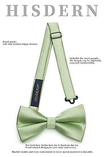 Image of HISDERN Bow Ties for Men Solid Color Pre-Tie Bow Tie and Pocket Square Set Classic Formal Tuxedo Bowties for Wedding Party
