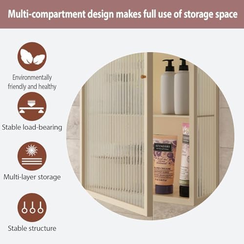 Narrow Metal Storage Cabinet with Tempered Glass Doors, Single Door Design for Kitchen, Bathroom, Living Room, Bedroom - Stylish & Durable Organization Solution