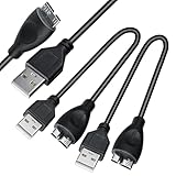 SaiTech IT 2 Pack USB 3.0 Cable A to Micro B high Speed Upto 5 Gbps Data Transfer Cable for Portable External Hard Drive - (20cm), Black