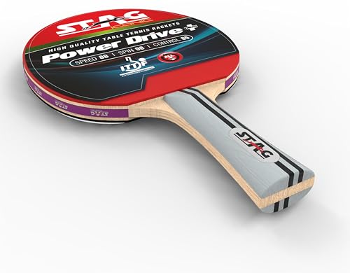 Image of Power Drive Plus Table Tennis Racquet Intermediate ITTF Approved Rubber (Multicolor)