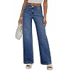 Sidefeel Wide Leg Jeans for Women High Waisted Stretchy Jeans Straight Leg Trendy Patchwork Denim Pants with Oversized Fit