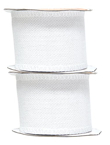 White Burlap Ribbon 2.5 Inch 2 Rolls 20 Yards Unwired Rustic Jute Ribbon For Crafts, Mason Jars, Weddings, Party Decoration; By Mandala Crafts #TOP18