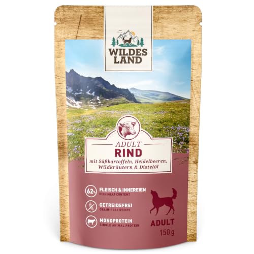 Wildes Land - Rind mit Süßkartoffel - Classic Adult Nassfutter für Hunde - 8X 150g