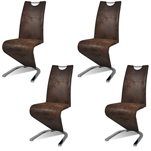 Preisvergleich Produktbild vidaXL 4X Freischwinger U-förming Braun Esszimmerstuhl Schwingstuhl Stuhl