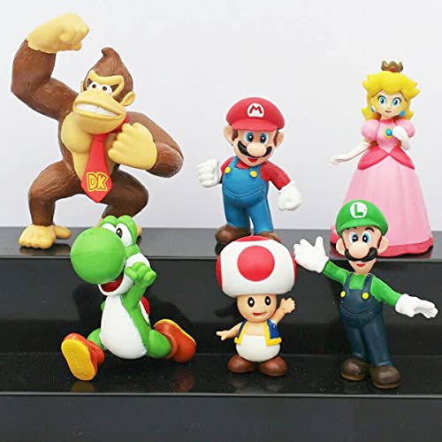 Complete Your Super Collection With 6 Premium Pvc Toy Figures - Mario, Luigi, Yoshi, Princess Peach, Donkey, Toad… #TOP1