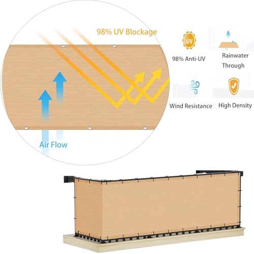 Auvent de balcon rétractable sans perçage en toile beige renforcée