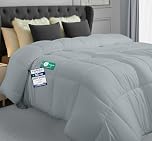 Utopia Bedding Double Duvet – 4.5 Tog Lightweight Coverless All Season Duvet, Soft Breathable Microfiber with Box Stitching, 200x200 cm (Light Grey)